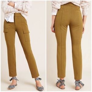 By Anthropologie The Essential Slim Olive Knit Cargo Pants Size 10P